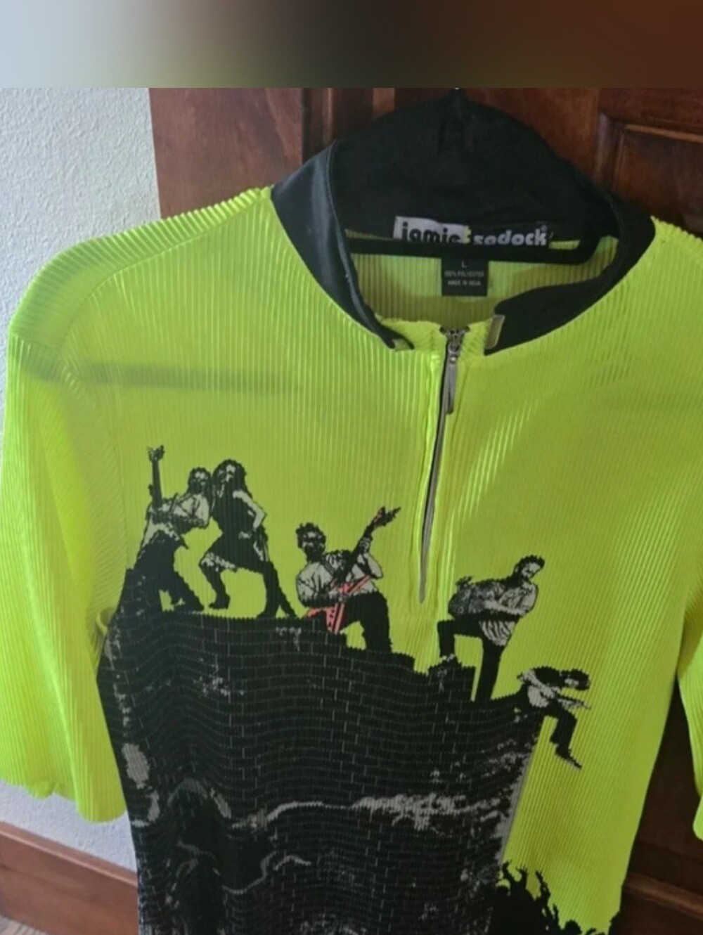 Colorful and Fun! Jamie Sadock Scrunchie Neon Short Sleeve Polo Top, Large. EUC!